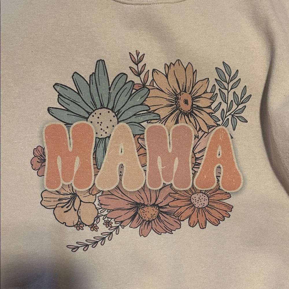 Jerzees Cream Floral Mama Sweater